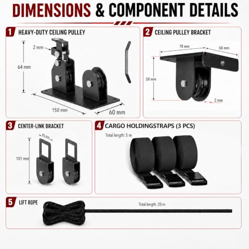 Cargo Box Pulley System, Garage Ceiling Hoist Rooftop | Garage Storage - Image 3