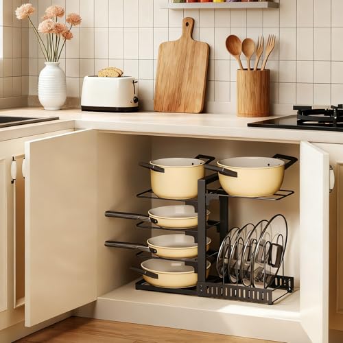 CHOEZON pots and Pans Organizer Under Cabinet, Pot and Pan - Image 4