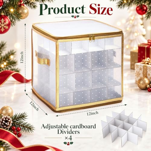 Hsei Plastic Christmas Ornament Storage Box with Dividers - Image 3