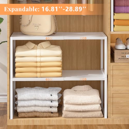 ThreeHio 2 Pack Stackable Closet Organizers and Storage Shelves - Image 7