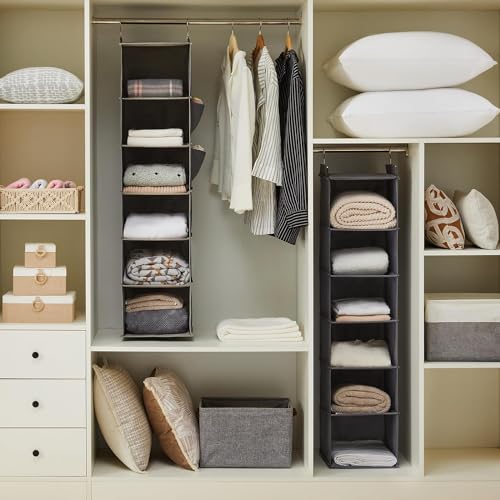 Hanging Closet Organizer and Storage, 6-Shelf, Grey - Image 5