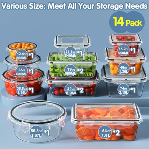 28 Pieces Food Storage Containers with Lids EXTRA LARGE Freezer - Image 3