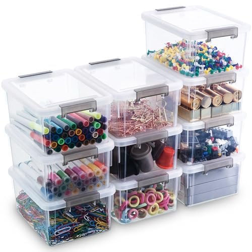 Citylife 10Packs 1.3Qt Small Storage Bins with Lids,Stackable - Image 2