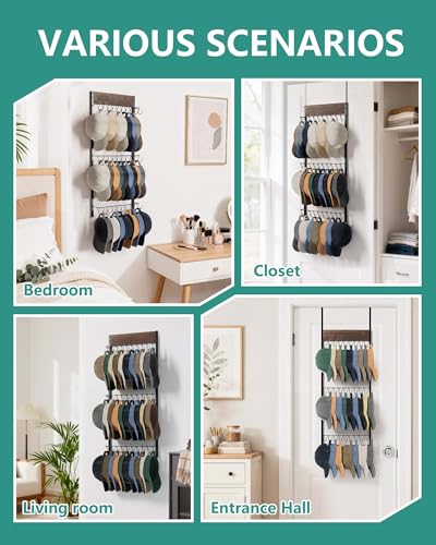 Over the Door Hat Organizer with 30 Hooks, 3-Tier Hat Rack - Image 8