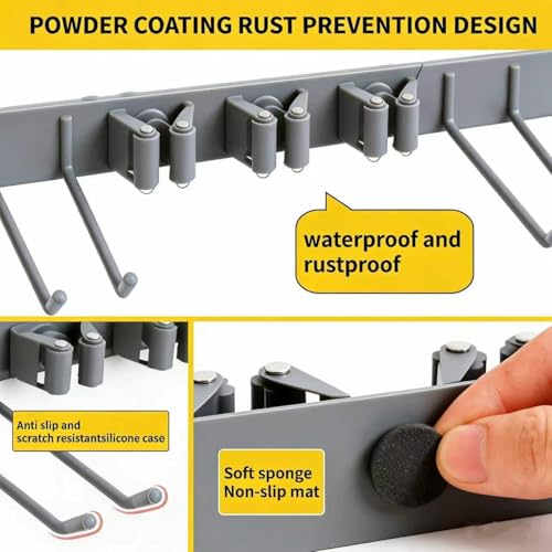 Over Door Tool Organizer, Heavy Duty Utility Rack with 3 Slots - Image 6