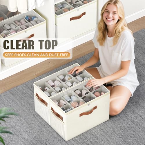 2 Pack Shoe Organizer for Closet, Foldable Shoe Storage - Image 5