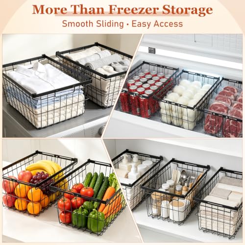 BESTYASH 3 Pack Freezer Organizer Bins, Adjustable Metal Baskets - Image 5