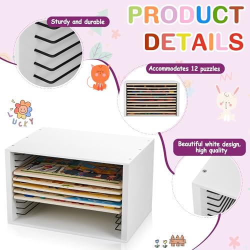 2 Pack 12 Tier Jigsaw Puzzle Organizer Racks, 24 Total Slots - Image 5