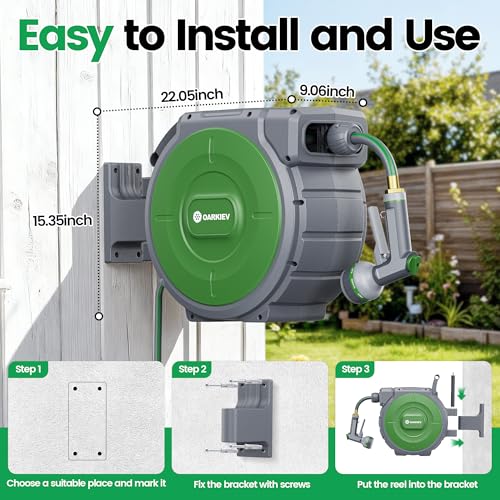 Garden Retractable Hose Reel, 1/2 Inch x 100 ft Wall Mounted - Image 6