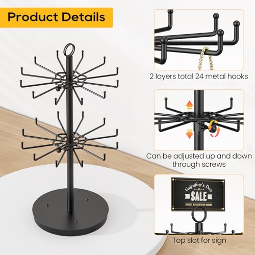 ORLESS 2 Tier Rotating Jewelry Display Stand, Keychain Display - Image 3