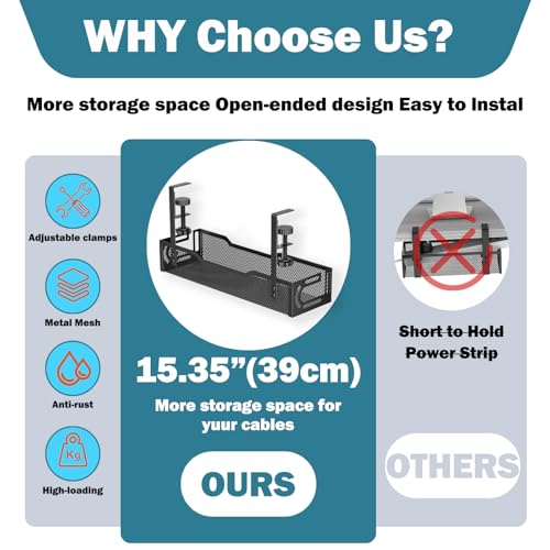 Under Desk Cable Management Tray, No Drill Mesh Cabl | Cable Managemen - Image 4