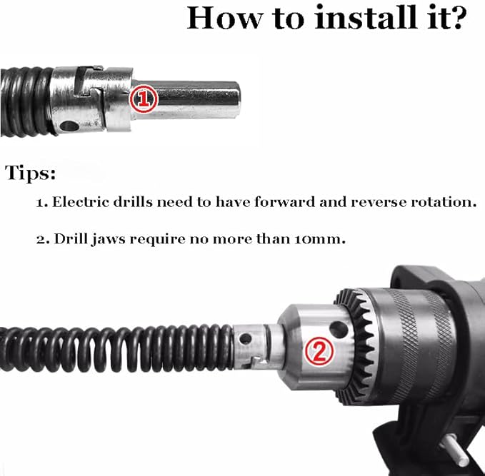 Amonk Drain Auger Cable Heavy-Duty Clog Remover with Drill Connector 13.12Ft Flexible Plumbing Snake Drain Cleaner for for Kitchen, Bathroom, Toilet, Shower Sink & Pipe