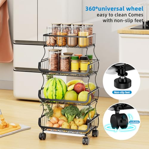 Simple Trending Stackable Cart, Fruit Vegetable Basket - Image 4