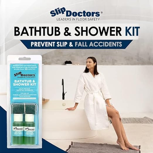 SlipDoctors Bathtub & Shower Kit | Non-Slip Treatment for Ceramic or Porcelain Tubs & Tiled Showers. Works Immediately to Increase Traction!
