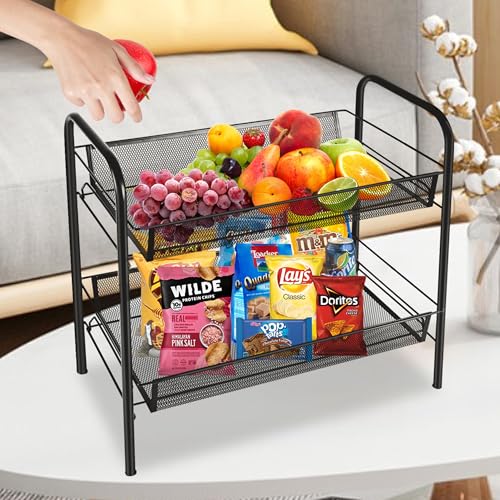 CVHOMEDECO. 2 Tier Fruit Basket Large Capacity Rectangular Metal - Image 4