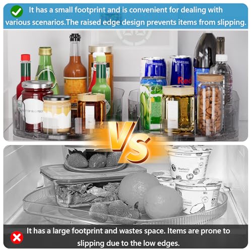 Lazy Susan Organizer for Refrigerator, 13" x 8.5" Clear - Image 3