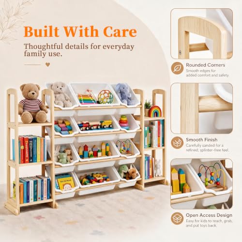 Toy Storage Organizer with Bookshelf – Wooden Toy | Home Organization - Image 4