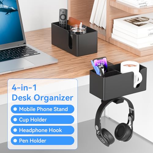 4 in 1 Desk Cup Holder with Headphone Hanger and Pen - Image 3