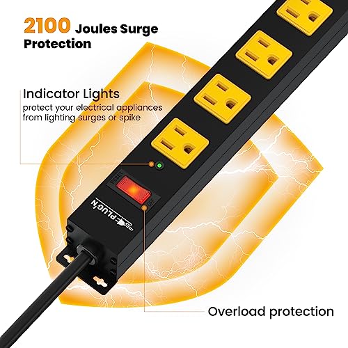 12 Outlet Long Power Strip, 2100 Joules Surge Protector - Image 4