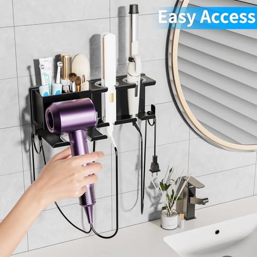 Hair Dryer Holder, Wall Mounted, Black - Image 5