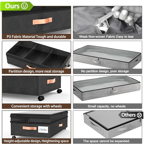 XXL Under Bed Storage with Wheels, 2 Pack 70L Extra Large Rolling - Image 6
