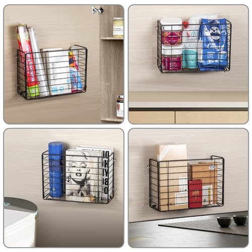 Lonian Wall Mounted Storage Basket, Black Metal Wire | All Products - Image 3