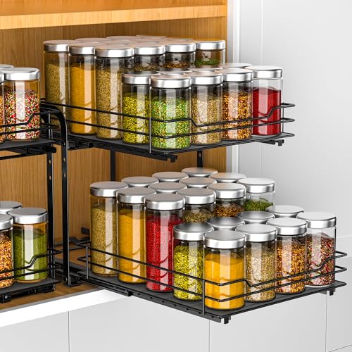 RCHYFEED 2 Tier Pull Out Spice Rack Organizer for Cabinet,9.5" - Image 2