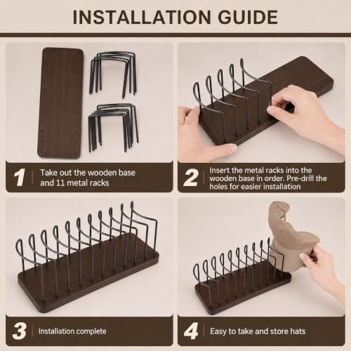 10-Slot Hat Rack with Separate Dividers for Vertical,Space-Saving - Image 8