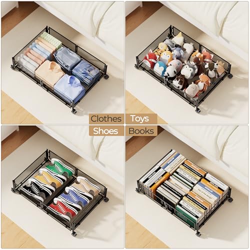 Yecaye Under Bed Storage with Wheels, 4 Pack Under Bed - Image 6