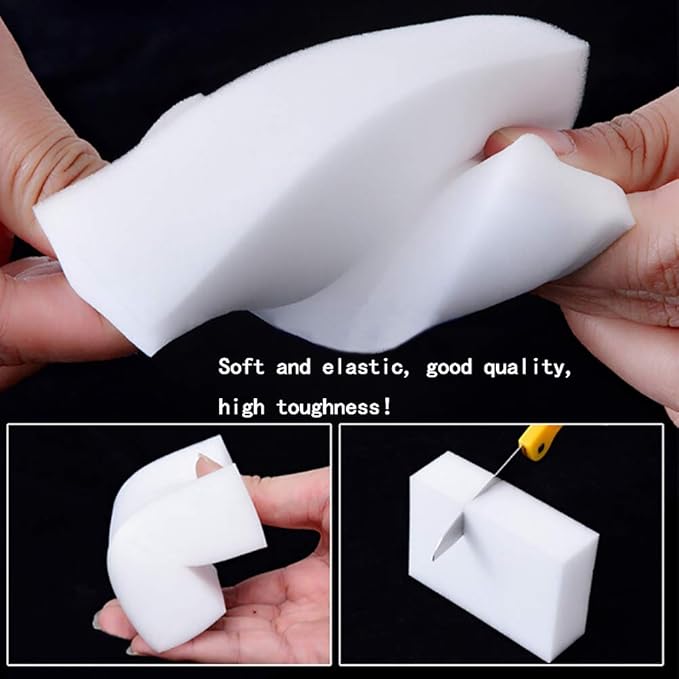 SmilePowo 100 Pack Magic Cleaning Sponges Eraser,Multi-Functional Premium Melamine Sponge Foam Cleaning Pads,Dish,Household Cleaning Sponge for Kitchen,Furniture,Bathroom(Universal Cleaner)