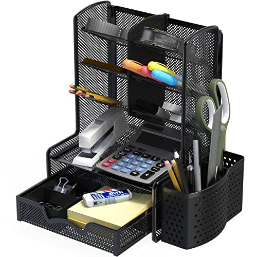 Simple Houseware SHW 6-Compartment Desktop Organizer with Drawer - Image 2