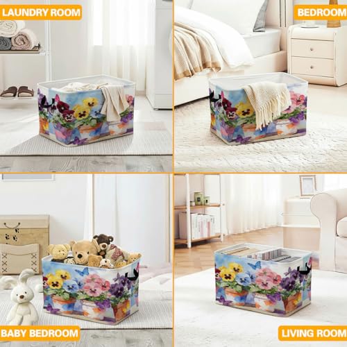 Flowers Potted Plants Foldable Laundry Basket Hamper - Image 6
