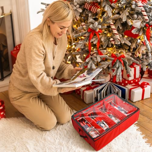 Preboun 4 Pack Christmas Nutcracker Storage Box Clear Top,Red - Image 6