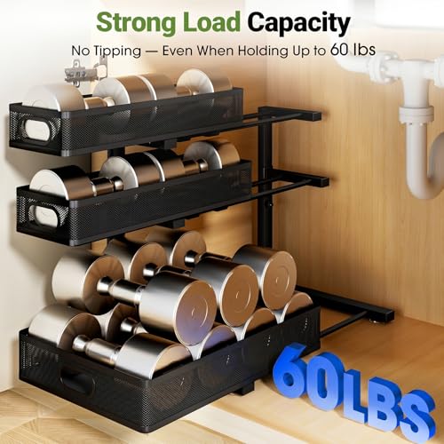 Under Sink Organizer 3 Tier, 2 Pack L-Shaped Pull-Ou | All Products - Image 7