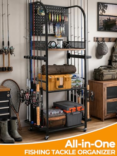 Jenseits Fishing Rod Rack for Garage, Rolling Storage - Image 4