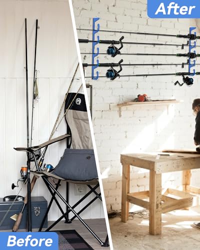 Fishing Pole Holders - 10 Rod Holder Storage for Wall & - Image 7