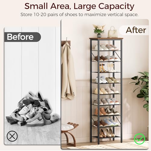 MAHANCRIS 10 Tier Narrow Shoe Rack Organizer, Tall Slim - Image 5