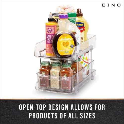 BINO 2 Tier Clear Storage Organizer with Dividers | Bottom Slide - Image 5