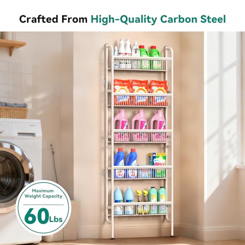 NECHEGE Slim Shelf Behind Door Storage Rack, 5-Tier Multi-Purpose - Image 4