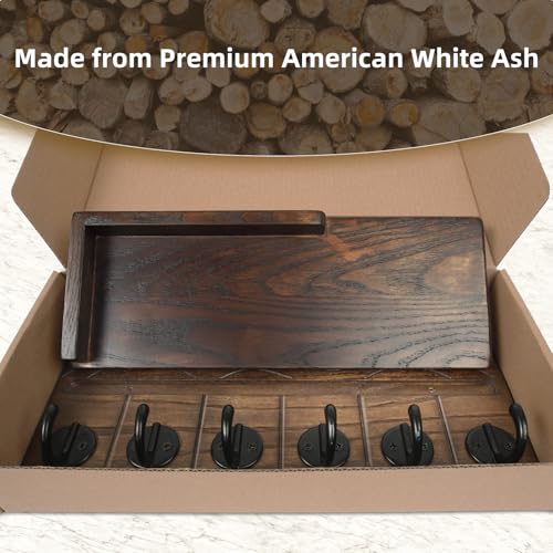 Key Holder Wall Decor, 11.8" Solid Ash Wood Entryway Organizer - Image 3