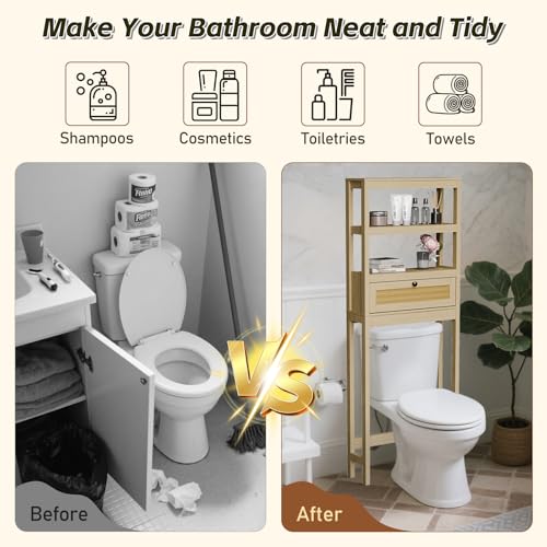 Over Toilet Storage Cabinet with Barn Door & Adjustable Shelves - Image 4