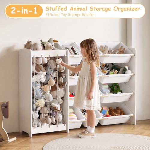 White Stuffed Animal Storage and Toy Organizer with 12 - Image 6