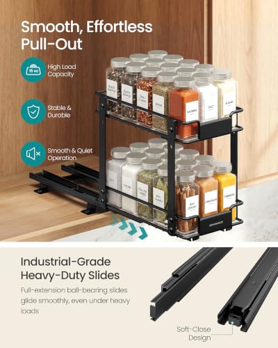 SONGMICS Spice Rack Organizer for Cabinet, Pull Out 2 Tier - Image 6