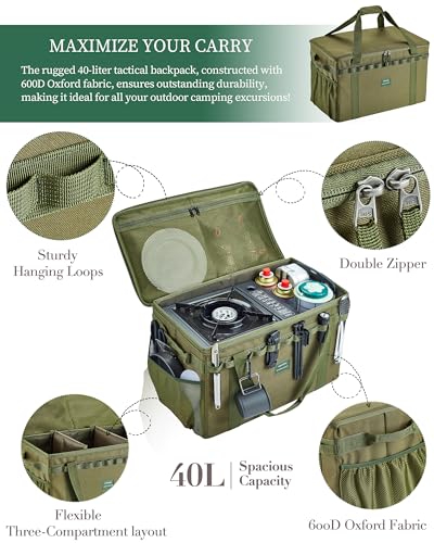 UPWOIGH 40L Heavy Duty Camping Storage Bag with Dividers - Image 5