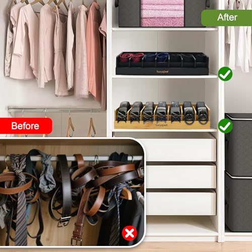 Belt Organizer,Wooden, 7 Compartments - Image 7