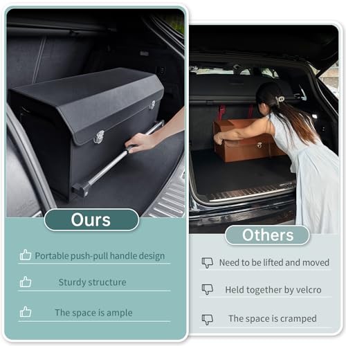 Car Trunk Organizer Leather Car Storage Organizer with Lid - Image 3