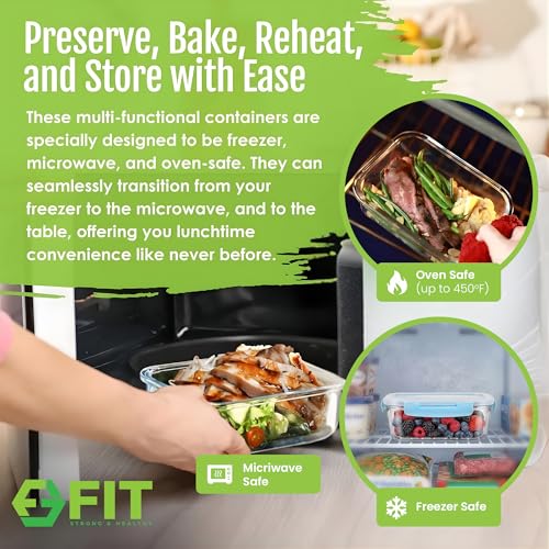 Glass Meal Prep Containers 2 and 3 Compartments, Leak-Proof - Image 3
