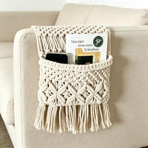Sofa Armrest Organizer, Armchair Caddy, Macrame Couch Organizer - Image 6