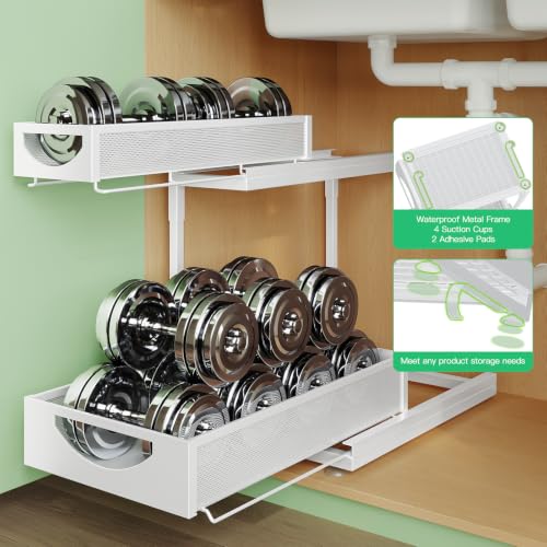 Under Sink Organizer, 2-Pack 2-Tier Pull Out Cabinet Organizers - Image 7