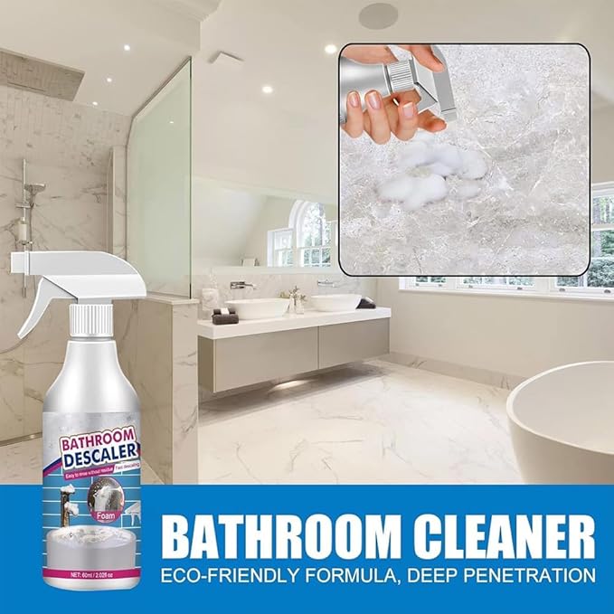Bathroom Descaler Foam Cleaner, 2025 New Powerful Bathroom Descaler Foam Cleaner Spray, All Purpose Rinse Cleaning Foams for Shower Room, Glass, Sink, Toilet, Bathtub (1)